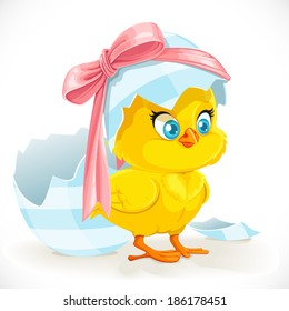 Cute Little Yellow Cartoon Chicken Just Stock Vector (Royalty Free ...