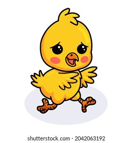 Cute little yellow chick cartoon running