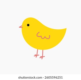 Cute little yellow chick on white background. Easter chick icon in doodle style. Vector illustration.