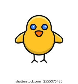 Cute little yellow chick. Vector illustration. Isolated on white background.
