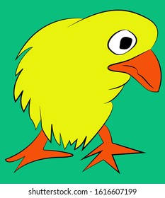 cute little yellow chick whit big eyes
