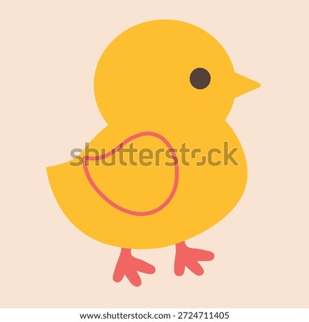 Cute little yellow chicken flat icon. Vector illustration,eps10