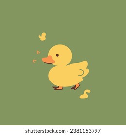 Cute Little Yellow Duck swimming vector