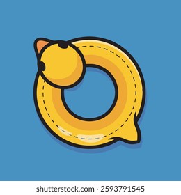 Cute little yellow duck swimming circle vector children's illustration Q version vector cartoon illustration