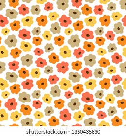Cute  little yellow flower pattern, kids background. Vector illustration.