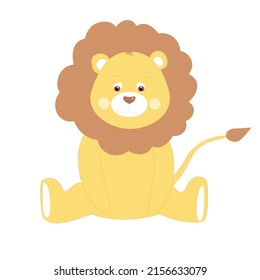 cute little yellow lion baby vector illustration