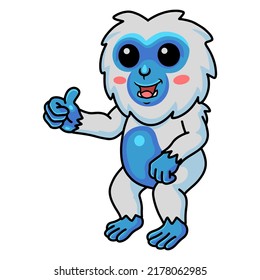 Cute little yeti cartoon giving thumb up