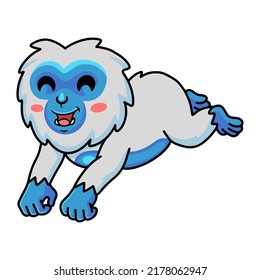 Cute little yeti cartoon jumping