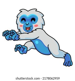 Cute little yeti cartoon walking