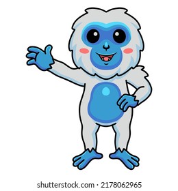 Cute Little Yeti Cartoon Waving Hand Stock Vector (Royalty Free ...