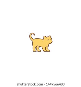 Cute little young ginger kitten. Logo or icon. Cat pet shop. Vector illustration.