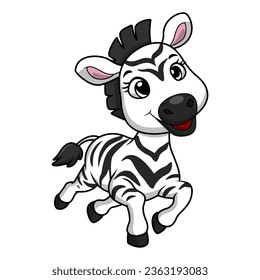 Cute little zebra cartoon on white background