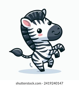 cute little zebra dancing cartoon character mascot