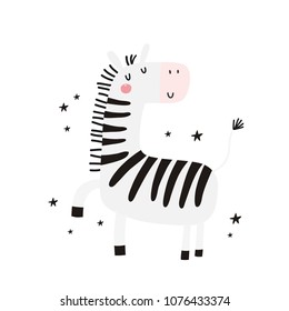 Cute Little zebra vector print