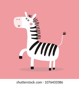 Cute Little Zebra Vector Print