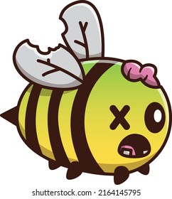 Cute Little Zombie Bee Illustration Vector. Draw zombie bee cartoon