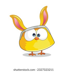 Cute Litttle Easter Chicken Wearing Bunny Ears