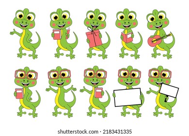 cute lizard animal cartoon graphic