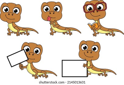 juego de dibujos animados de animales lagartijas adorables