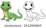 Cute Lizard Cartoon Coloring Page For Kids