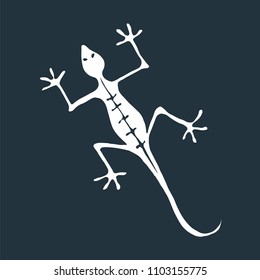 Cute lizard.  Hand drawn icon. Dark background. Vector illustartion. 
