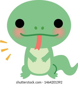 Cute lizard put out the tongue