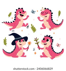 Cute lizards vector set. Cute lizard cartoon character. funny lizards