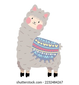 Cute llama or alpaca character cartoon
