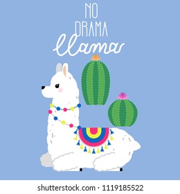 Cute llama and alpaca illustration for nursery design, poster, greeting, birthday card, baby shower design and party decor
