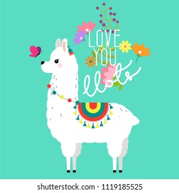 Cute llama and alpaca illustration for nursery design, poster, greeting, birthday card, baby shower design and party decor