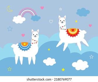 cute llama alpaca nursery wallpaper vector