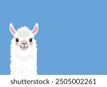 Cute Llama Alpaca on Blue Background