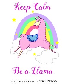 Cute llama alpaca rainbow in pastel colors. Printable vector animal wall art. Perfect for children room or nursery room, for baby shower invitations, for a baby girl or a baby boy announcement card