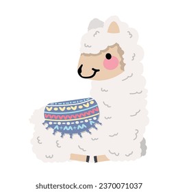 Cute llama or alpaca rest cartoon