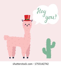 cute llama, alpacas, illustration with a children's theme, cute animals