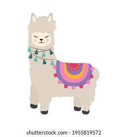 cute llama animal cartoon icon