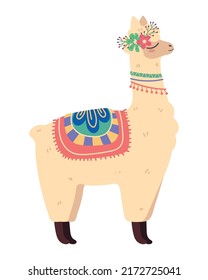cute llama animal icon flat isolated