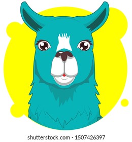 cute llama avatar with yellow background
