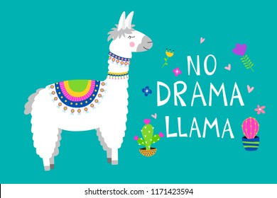 no drama llama images stock photos vectors shutterstock https www shutterstock com image vector cute llama card no drama motivational 1171423594