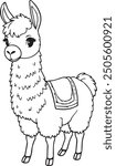 Cute Llama Cartoon Character Coloring Page Vector Illustration