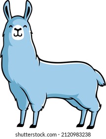 Cute Llama Cartoon Character Smiling