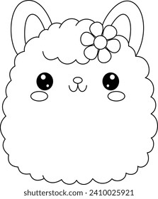 Cute Llama Cartoon Coloring Page