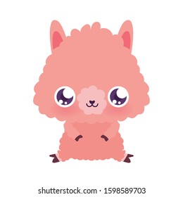 Cute llama cartoon design, Animal zoo life nature character childhood and adorable theme Vector illustration