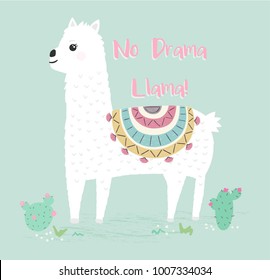 ilustración de llama linda, vector