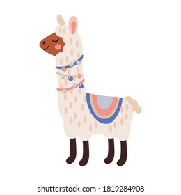 Cute llama character design. Childish print for cards, stickers, apparel and nursery decoration