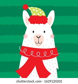 cute llama christmas greeting card