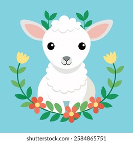 a cute llama colorful vector illustration