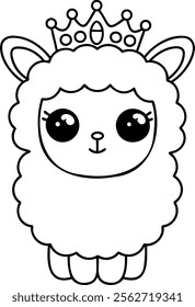 A Cute llama with crown, perfect for children designs and illustrations