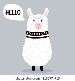 Cute llama design character, vector illustration