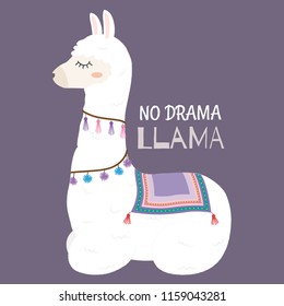 	
Cute Llama design with no drama llama motivational quote.